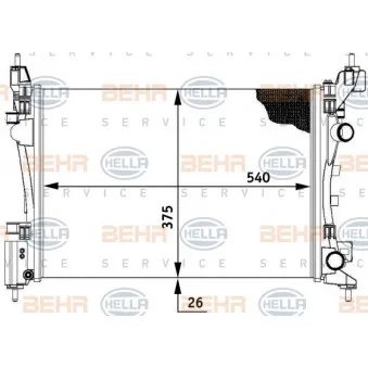 Radiateur, refroidissement du moteur HELLA 8MK 376 728-794