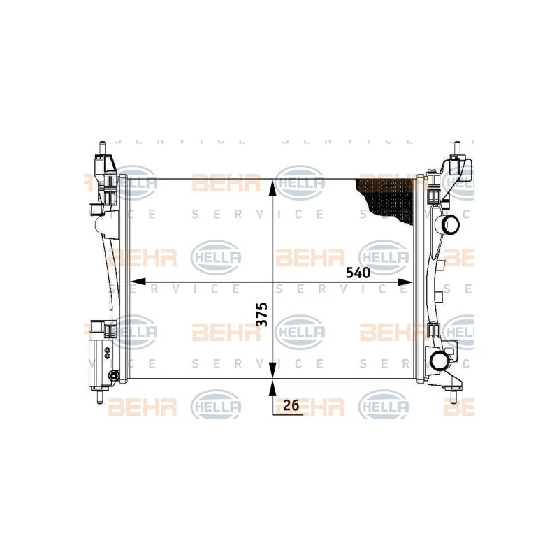 Radiateur, refroidissement du moteur HELLA 8MK 376 728-794