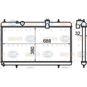 Radiateur, refroidissement du moteur HELLA 8MK 376 732-751