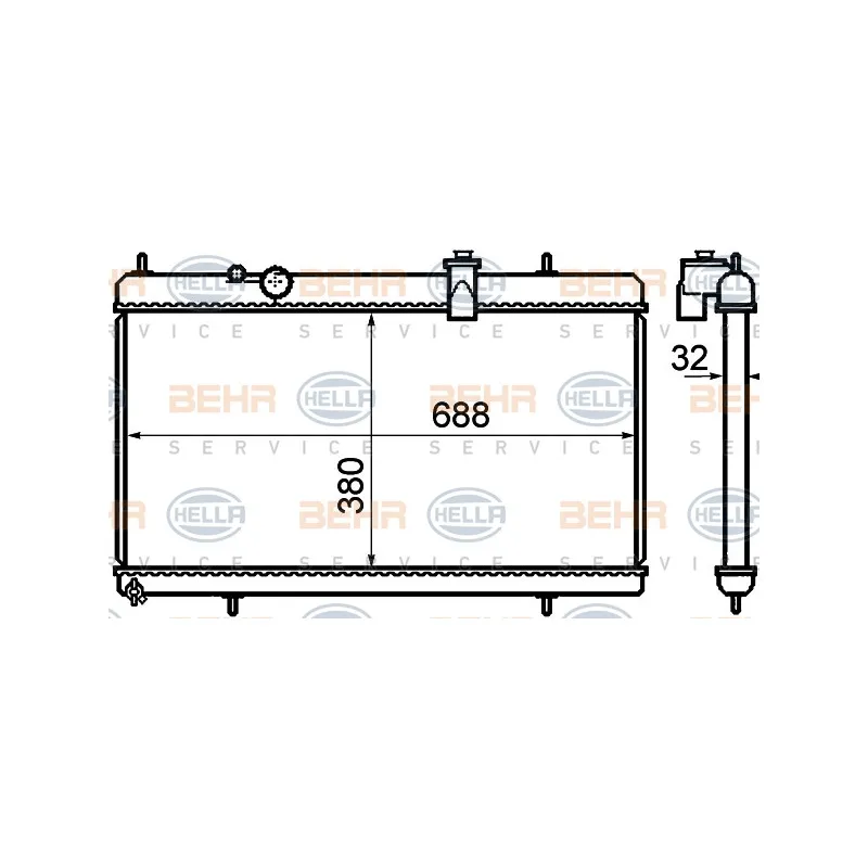 Radiateur, refroidissement du moteur HELLA 8MK 376 732-751