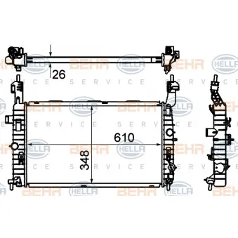 Radiateur, refroidissement du moteur HELLA 8MK 376 735-041