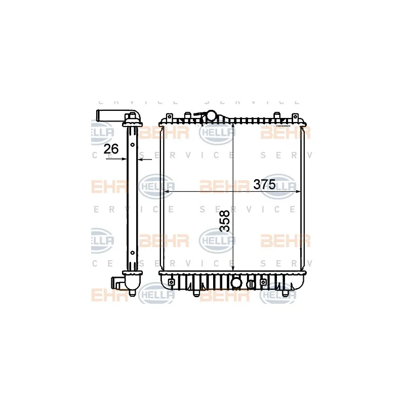 Radiateur, refroidissement du moteur HELLA 8MK 376 735-071