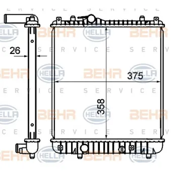 Radiateur, refroidissement du moteur HELLA 8MK 376 735-081