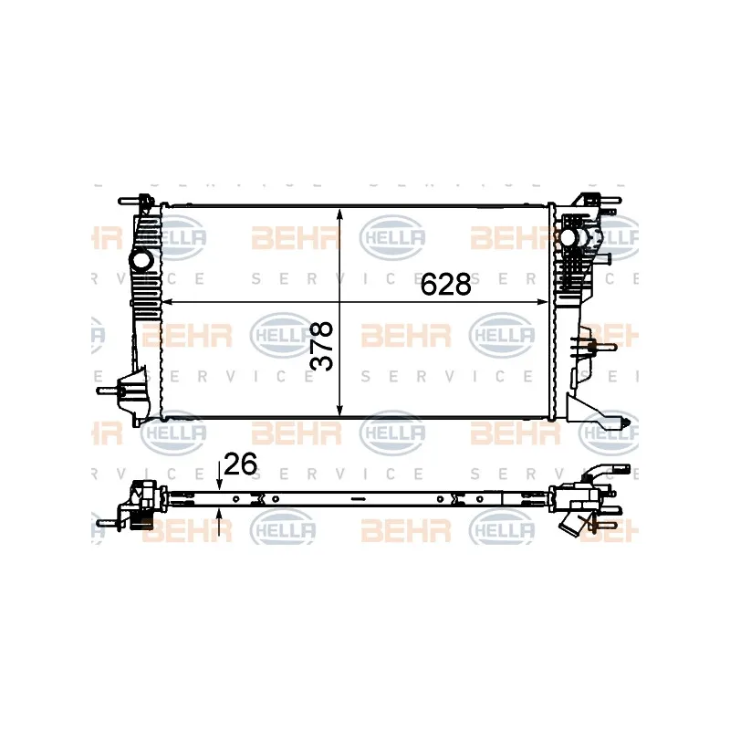Radiateur, refroidissement du moteur HELLA 8MK 376 735-131