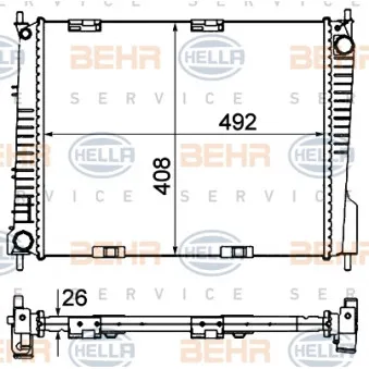 Radiateur, refroidissement du moteur HELLA 8MK 376 735-141