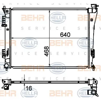 Radiateur, refroidissement du moteur HELLA 8MK 376 735-251