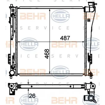 Radiateur, refroidissement du moteur HELLA 8MK 376 735-261
