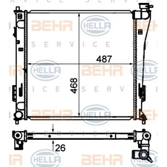 Radiateur, refroidissement du moteur HELLA 8MK 376 735-271