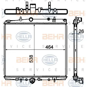 Radiateur, refroidissement du moteur HELLA 8MK 376 735-311