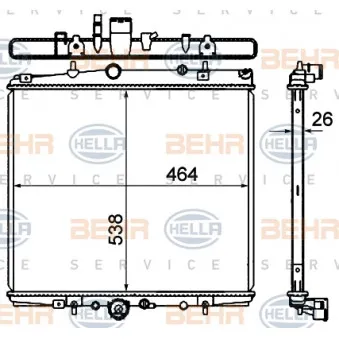 Radiateur, refroidissement du moteur HELLA 8MK 376 735-321