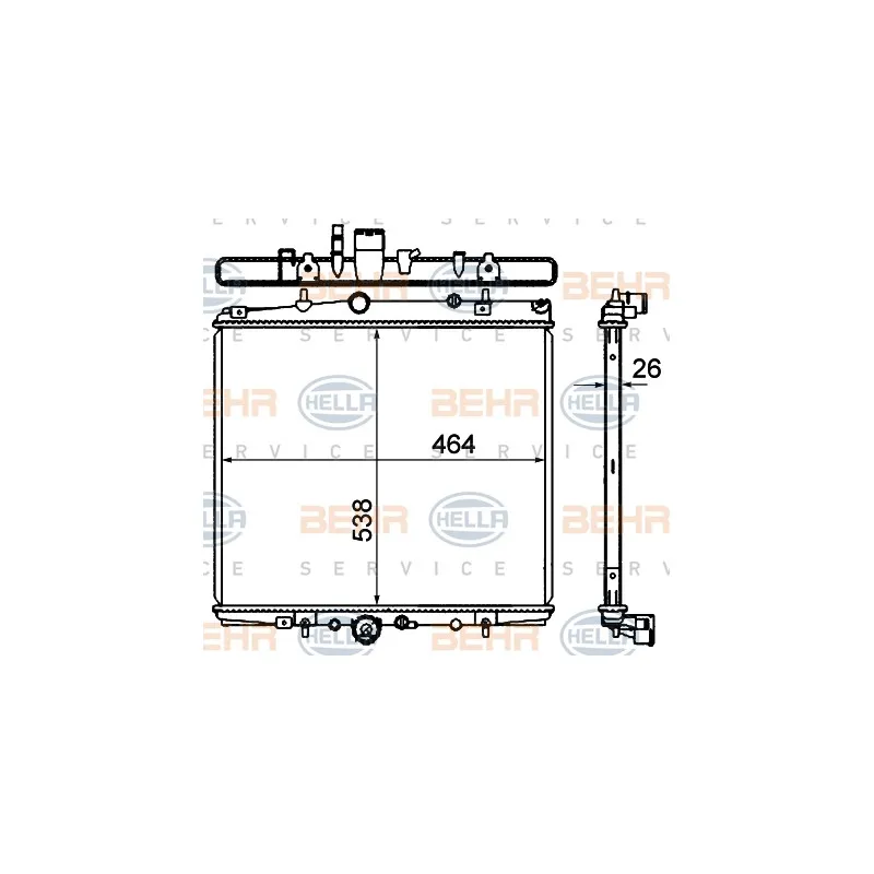Radiateur, refroidissement du moteur HELLA 8MK 376 735-321