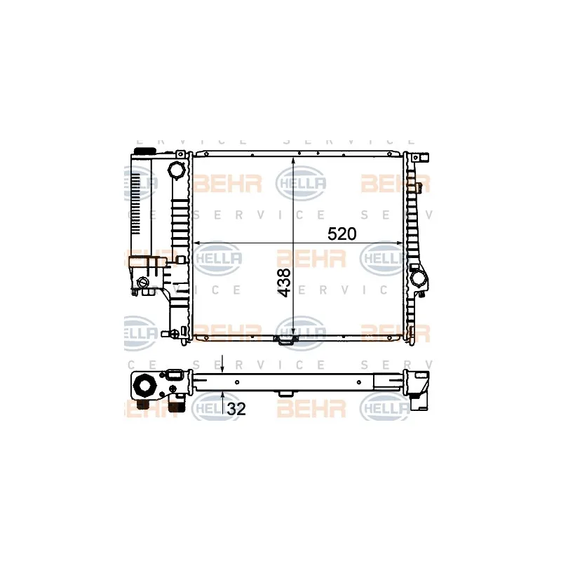 Radiateur, refroidissement du moteur HELLA 8MK 376 735-351