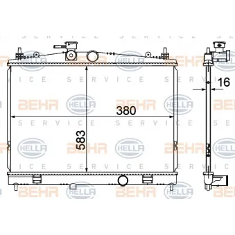 Radiateur, refroidissement du moteur HELLA 8MK 376 735-381