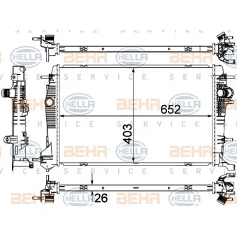Radiateur, refroidissement du moteur HELLA 8MK 376 735-391