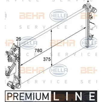 Radiateur, refroidissement du moteur HELLA 8MK 376 745-021