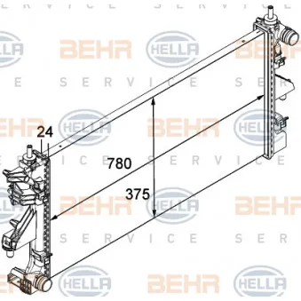 Radiateur, refroidissement du moteur HELLA 8MK 376 745-034