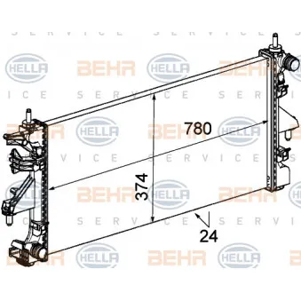 Radiateur, refroidissement du moteur HELLA 8MK 376 745-104