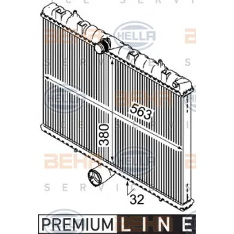 Radiateur, refroidissement du moteur HELLA 8MK 376 745-131