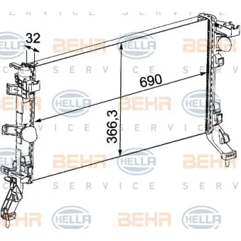 Radiateur, refroidissement du moteur HELLA 8MK 376 745-191