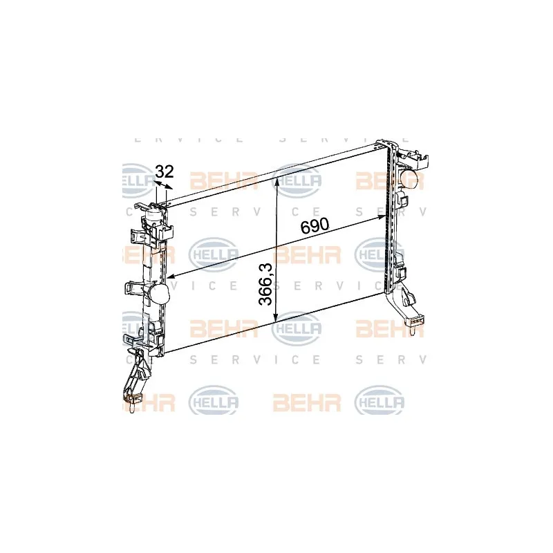 Radiateur, refroidissement du moteur HELLA 8MK 376 745-191