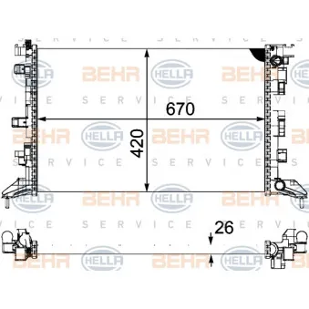 Radiateur, refroidissement du moteur HELLA 8MK 376 745-211