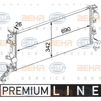 Radiateur, refroidissement du moteur HELLA 8MK 376 745-231