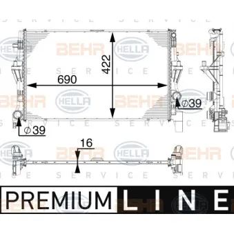 Radiateur, refroidissement du moteur HELLA 8MK 376 745-501