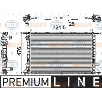 Radiateur, refroidissement du moteur HELLA 8MK 376 745-581