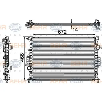 Radiateur, refroidissement du moteur HELLA 8MK 376 745-594