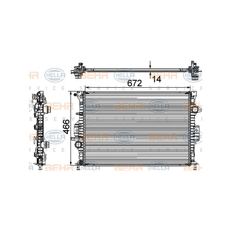 Radiateur, refroidissement du moteur HELLA 8MK 376 745-594