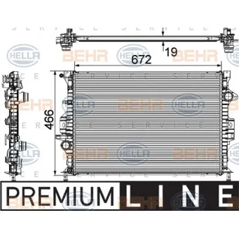 Radiateur, refroidissement du moteur HELLA 8MK 376 745-601