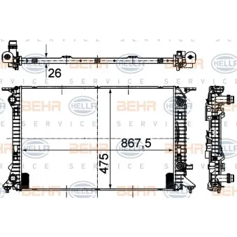 Radiateur, refroidissement du moteur HELLA 8MK 376 745-634