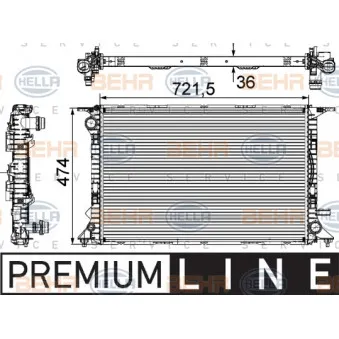 Radiateur, refroidissement du moteur HELLA 8MK 376 745-641