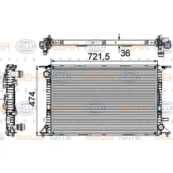 Radiateur, refroidissement du moteur HELLA 8MK 376 745-644