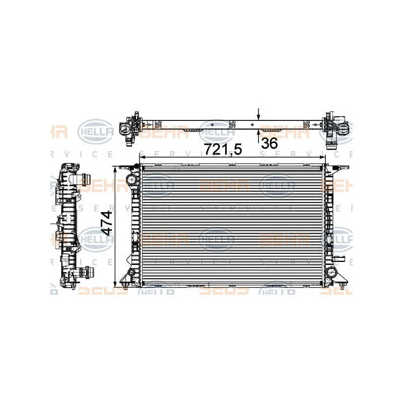Radiateur, refroidissement du moteur HELLA 8MK 376 745-644