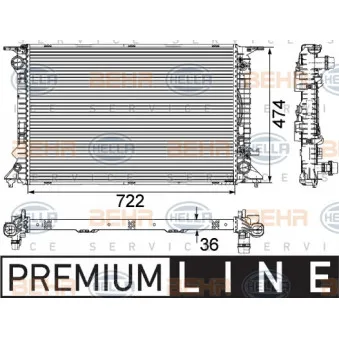 Radiateur, refroidissement du moteur HELLA 8MK 376 745-651