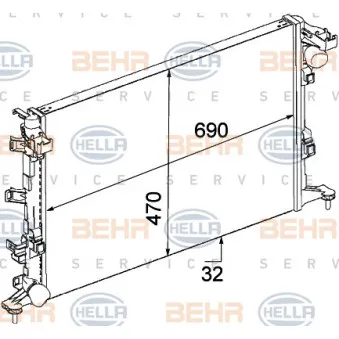 Radiateur, refroidissement du moteur HELLA 8MK 376 745-711
