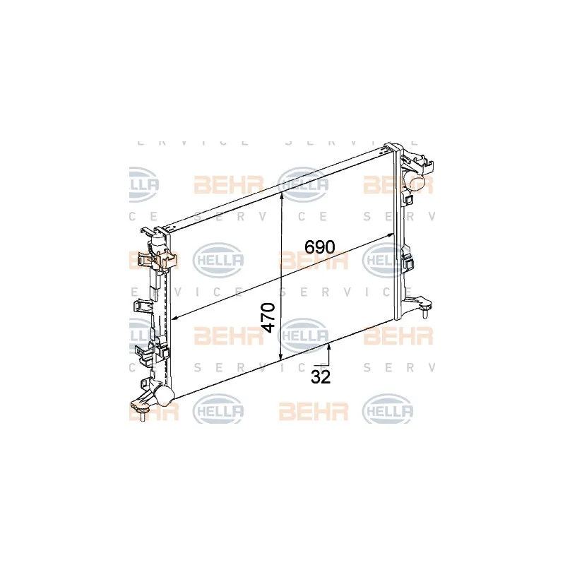 Radiateur, refroidissement du moteur HELLA 8MK 376 745-711