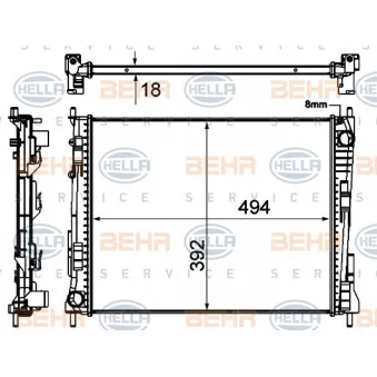 Radiateur, refroidissement du moteur HELLA 8MK 376 746-251