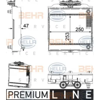 Radiateur, refroidissement du moteur avant gauche HELLA 8MK 376 746-521