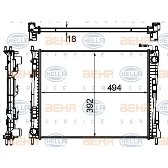 Radiateur, refroidissement du moteur HELLA 8MK 376 746-751