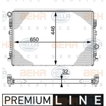 Radiateur, refroidissement du moteur HELLA 8MK 376 747-541