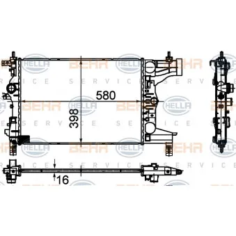 Radiateur, refroidissement du moteur HELLA 8MK 376 748-731