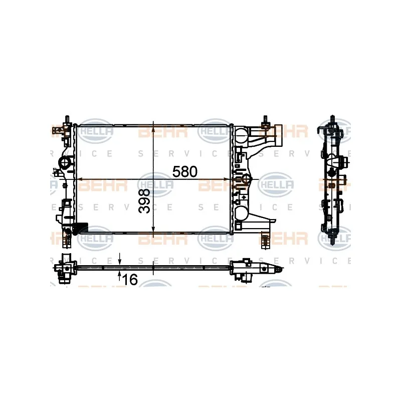 Radiateur, refroidissement du moteur HELLA 8MK 376 748-731