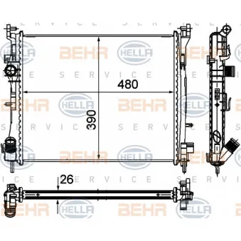 Radiateur, refroidissement du moteur HELLA 8MK 376 748-751