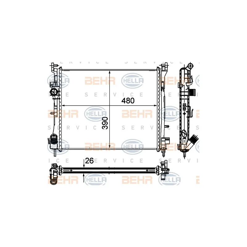 Radiateur, refroidissement du moteur HELLA 8MK 376 748-751