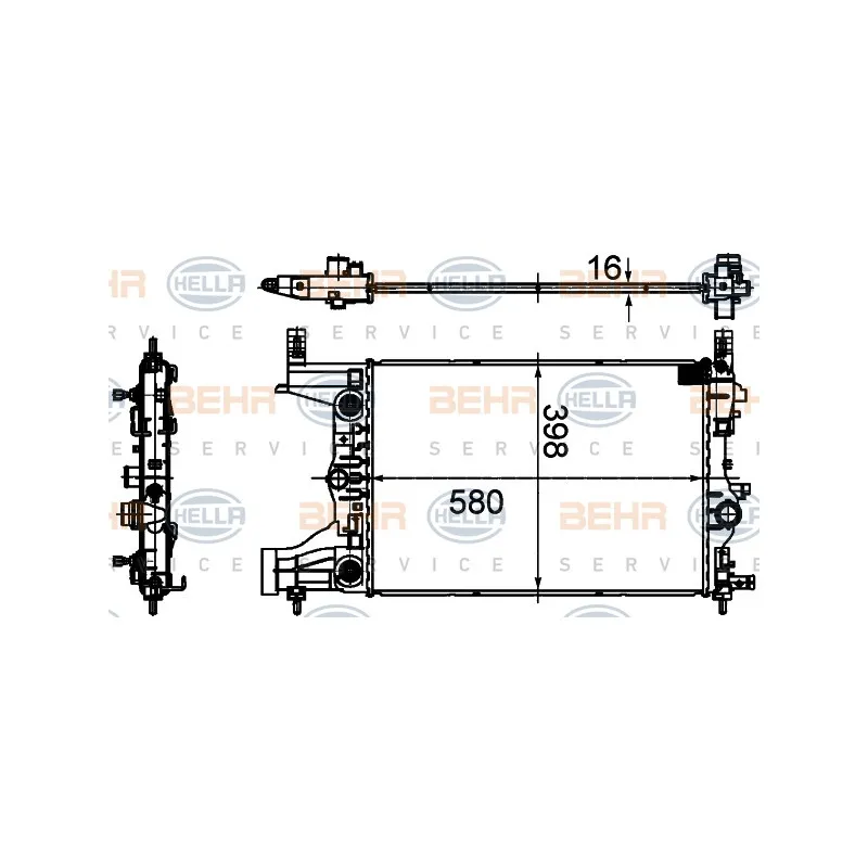 Radiateur, refroidissement du moteur HELLA 8MK 376 749-851