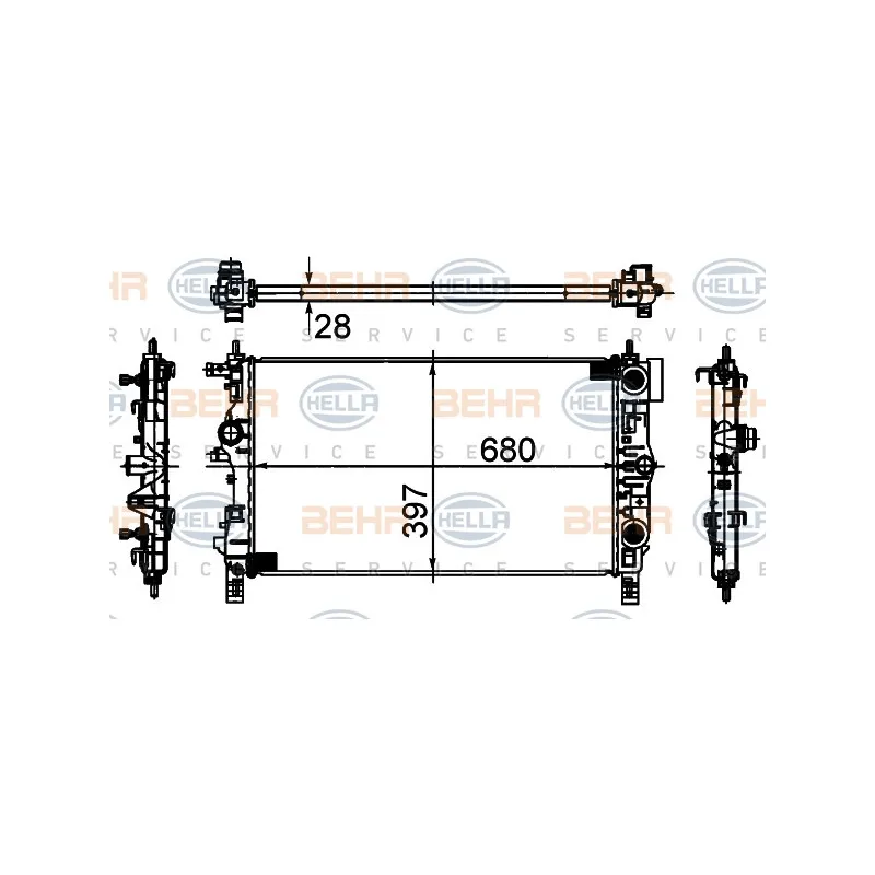 Radiateur, refroidissement du moteur HELLA 8MK 376 749-861
