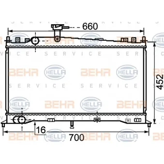 Radiateur, refroidissement du moteur HELLA 8MK 376 750-261