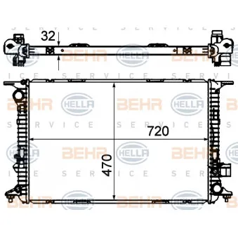Radiateur, refroidissement du moteur HELLA 8MK 376 750-314